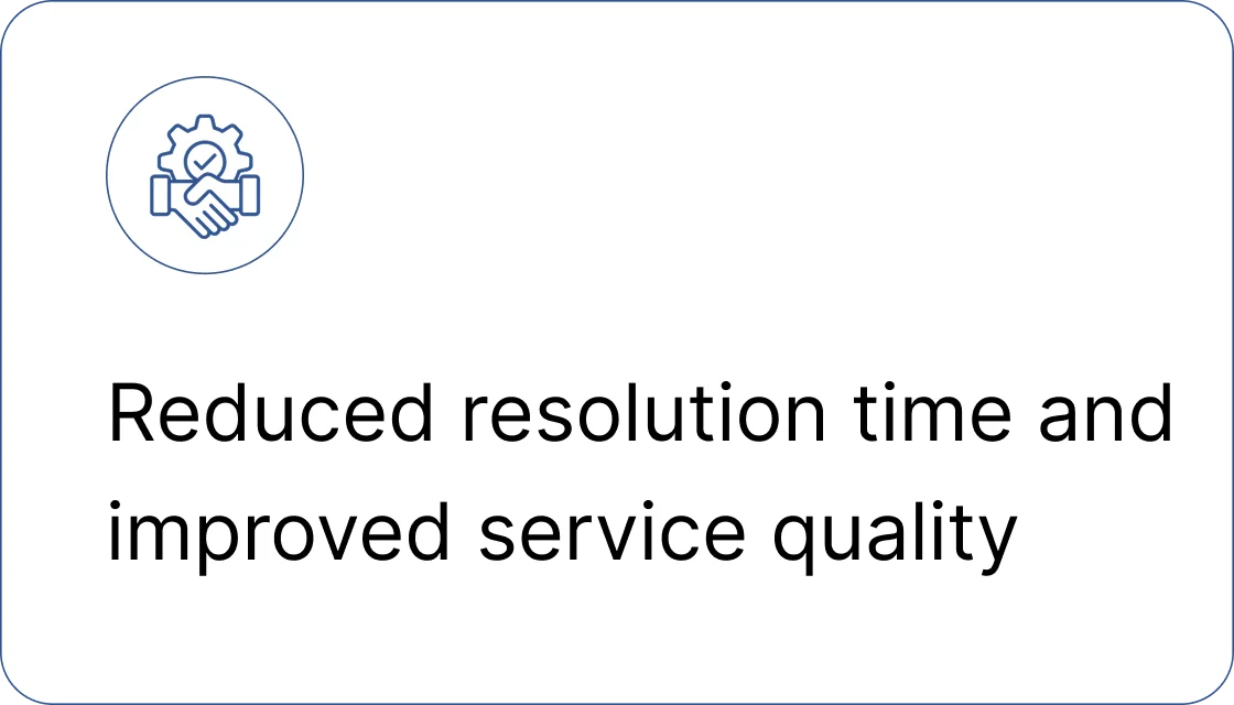 Reduced resolution time and improved service quality